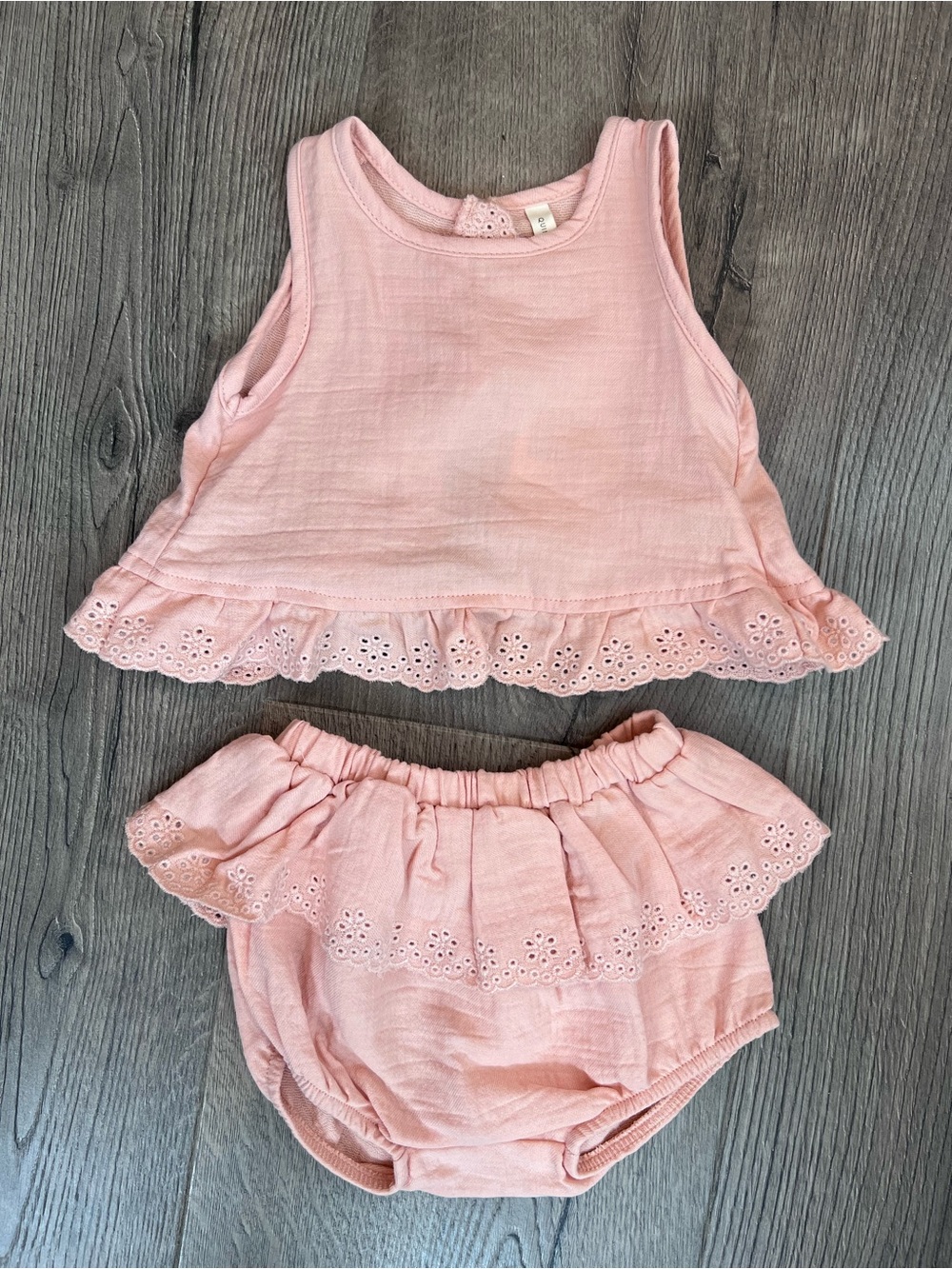 Pink Eyelet Ruffle Baby Tank & Bloomer Set